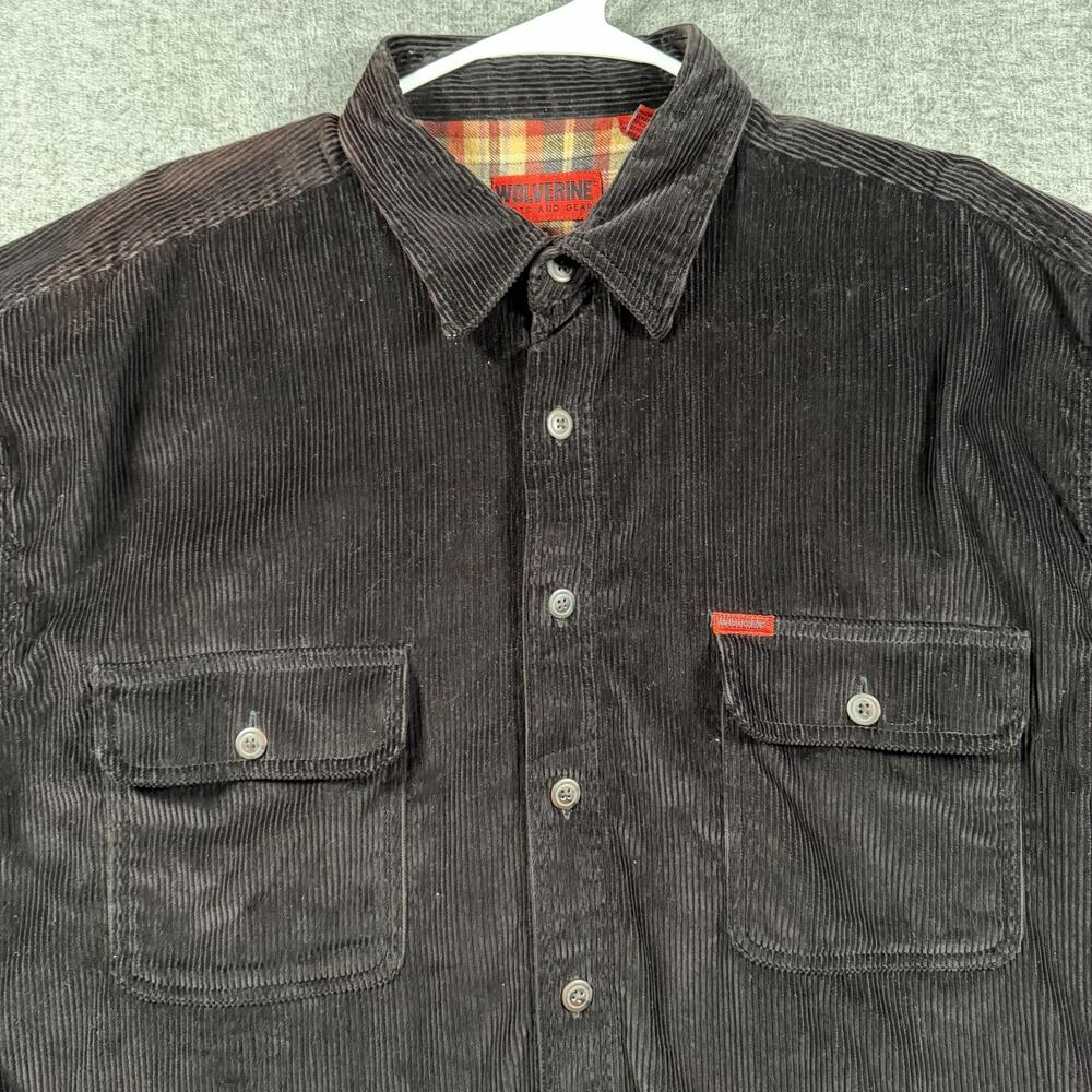 Wolverine Shirt Jacket Mens XL Brown Corduroy Plaid Lined Outdoor Workwear